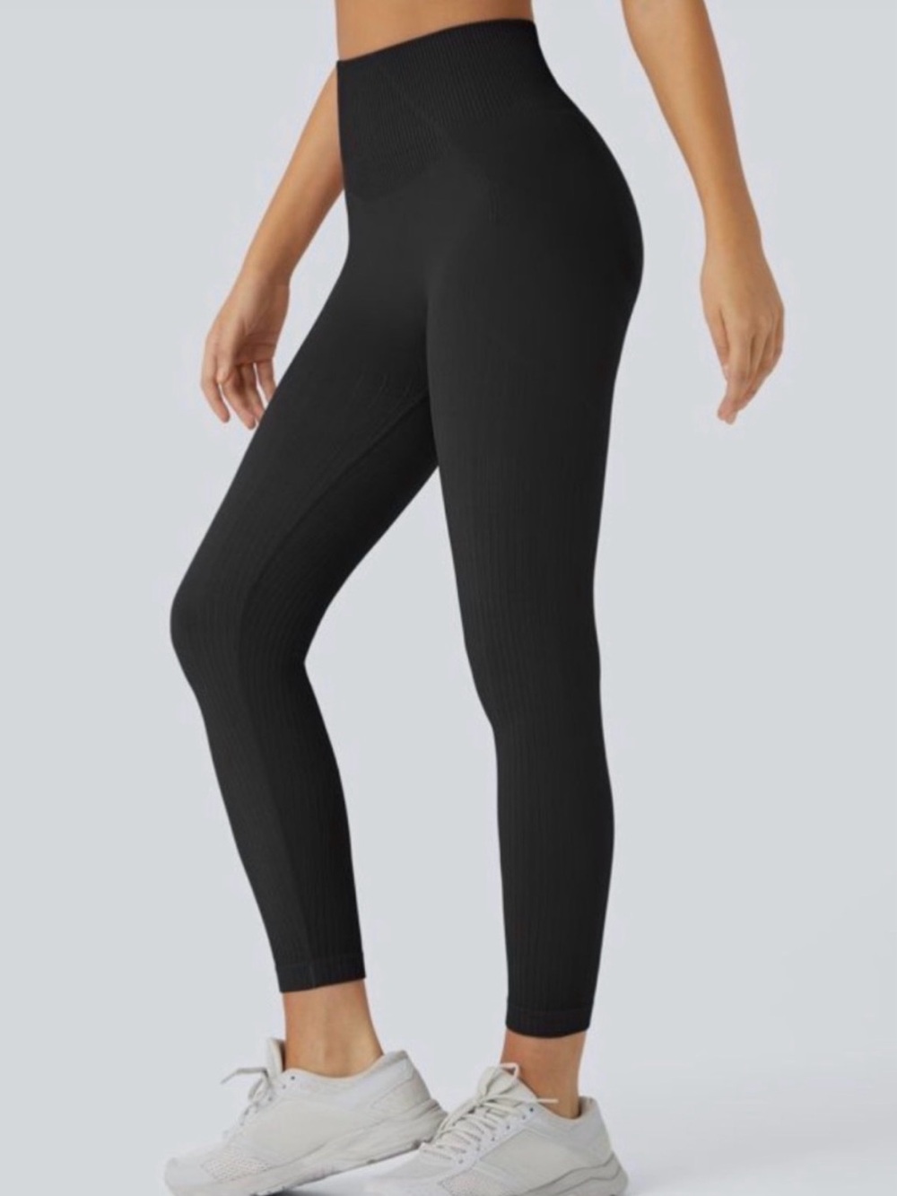 Halara Ribbed Butt Scrunch Leggings Size Large Black 7/8 NEW With Tags